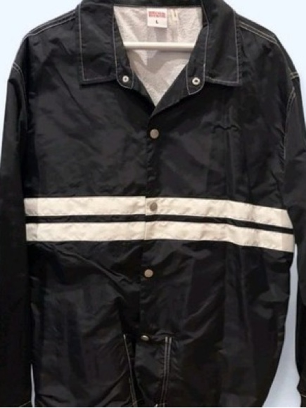 BIRDWELL BEACH BRITCHES BLACK RACING JACKET MEN'S L COMPETITION STRIPES SURF